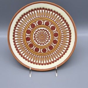 Bonis Art Pottery Rhodes Greece Artisan Handmade Terracotta 3D Mandala Plate
